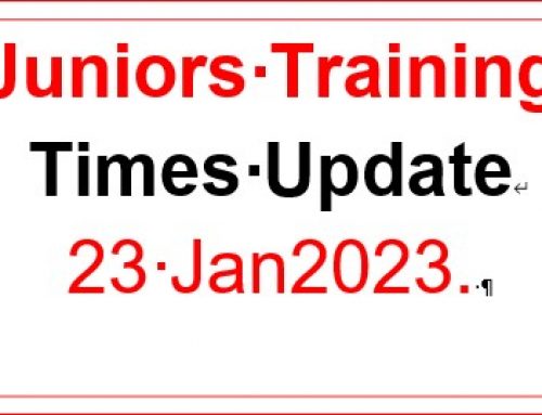 Juniors training times update. 23 Jan 23